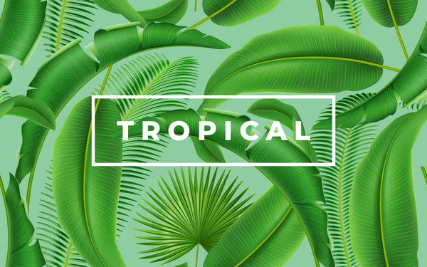 Hoja tropical exótica 3d patrón realista sin costuras — Vector de stock