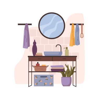 Lavabo ve ayna banyo iç tasarımı.