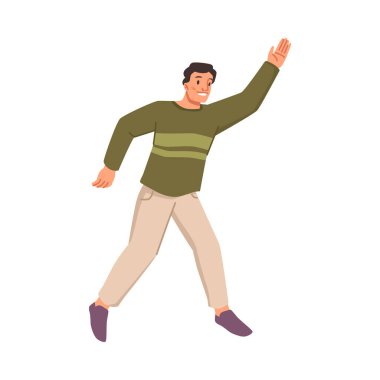 İndirim için koşan adam el kaldırıyor.