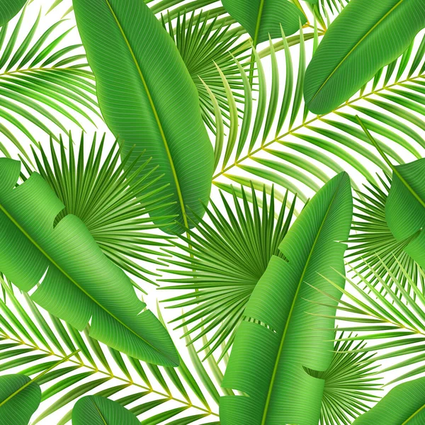 Tropikal yeşil yapraklar pürüzsüz desen 3D dizayn — Stok Vektör