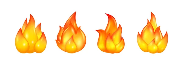 Zapalte Realistické Ikony Vektor Hořící Plamen Táboráku Bonfire Jiskří Ilustrace — Stockový vektor