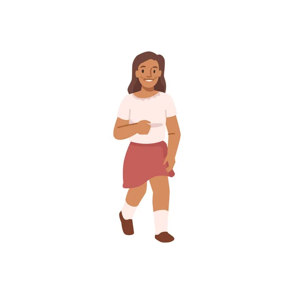 Young Girl Summer Cloth Isolated Flat Cartoon Character Vector Illustration — Stock vektor