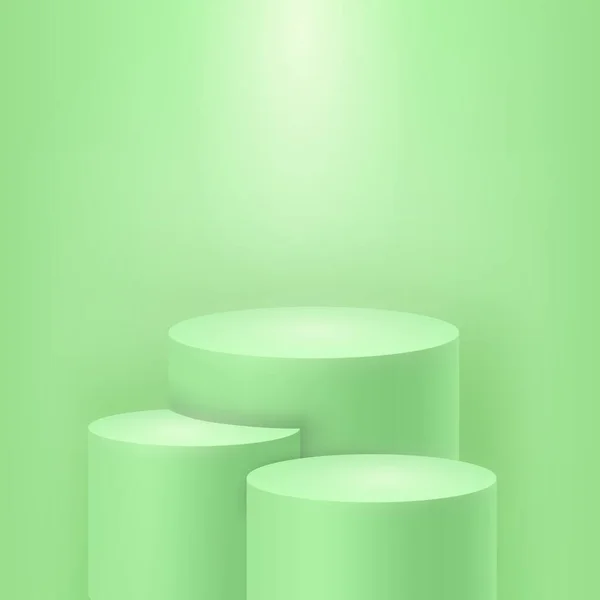 Realistic Podiums Green Isolated Pillar Stands Vector Illustration Winners Arena — Vetor de Stock
