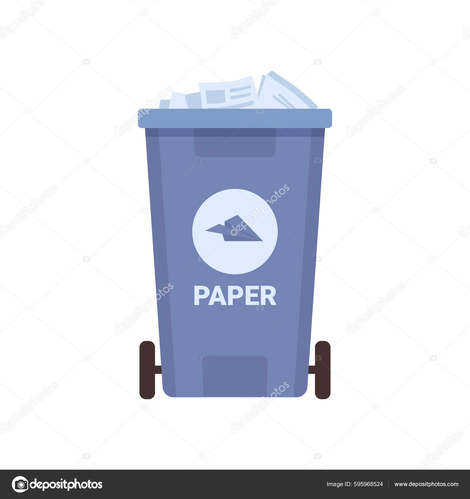 Container Sorting Paper Cardboard Garbage Isolated Blue Waste Bin