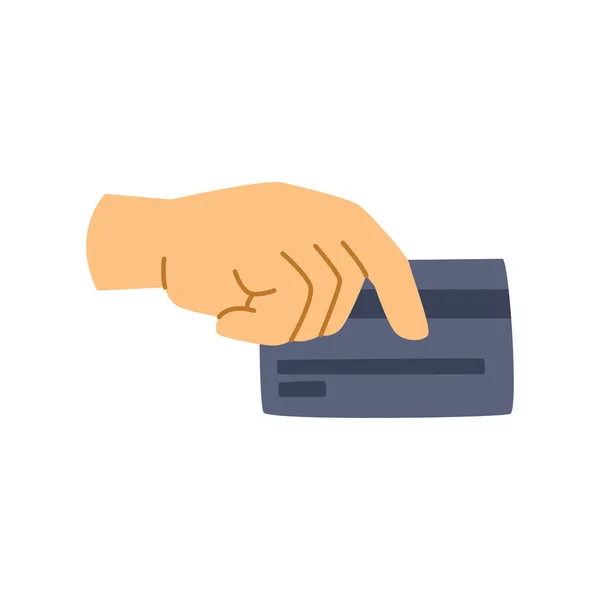 Hand Holding Credit Card Paying Giving Money Virtual Account Finance — Vector de stock