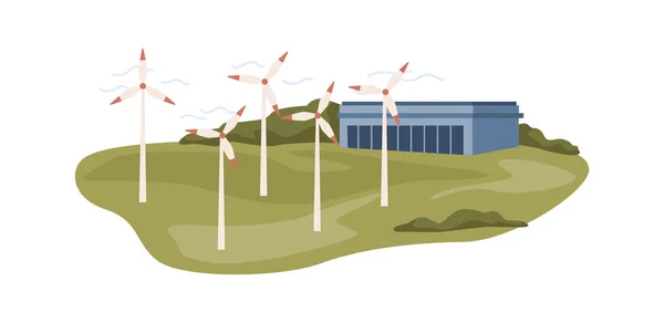 Wind Power Station Background Renewable Energy Vector Design Wind Plant — Archivo Imágenes Vectoriales
