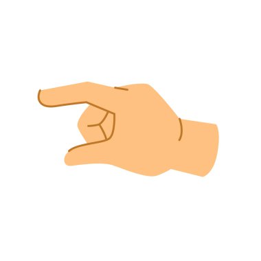 Hand gesture of person measuring size, isolated palm with thumb and index finger with distance between them. Arm and wrist. Flat cartoon, vector in flat style