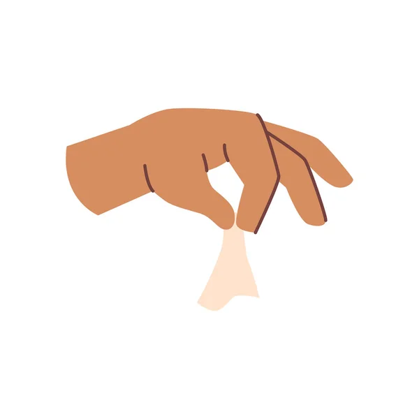 Arm Holding Piece Cloth Isolated Hand Tissue Palm Fingers Nonverbal — Vector de stock