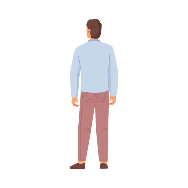 Figure Man View Isolated Flat Cartoon Character Casual Cloth Vector — Image vectorielle