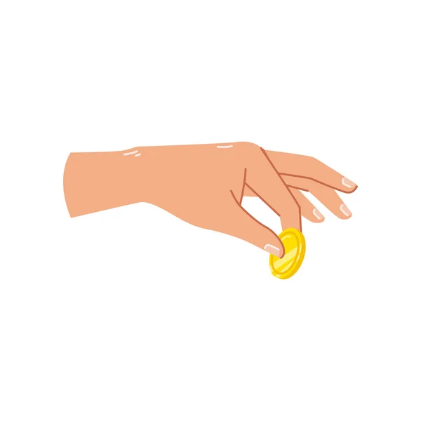 Coins Cash Hand Isolated Palm Money Paying Giving Loan Saving — Vector de stock