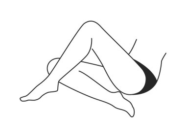 Woman elegant ankle, isolated female character feet. Drawing of girl model wearing underwear. Abstract body part. Vector in flat style, outline linear art