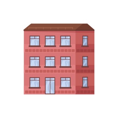 Residential house for living or working in office, building. City or town construction with several levels, multi story landmark and urban architecture in metropolis. Vector illustration