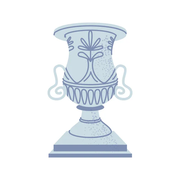 Серебряная Амфора Античная Статуя Орнаментом Резьбой Изолированная Ваза Камня Мрамора — стоковый вектор
