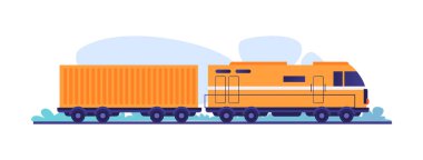 Livestock truck icon, flat cartoon car with semi-trailer for transporting packages and parcels. Vector van trailer with container, commercial vehicle for goods delivery