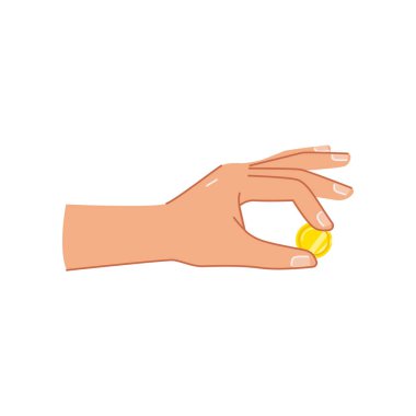 Coins and cash in hand, isolated of palm with money for paying. Giving loan, saving financial assets or exchanging, wealthy person with metals. Flat cartoon style vector illustration