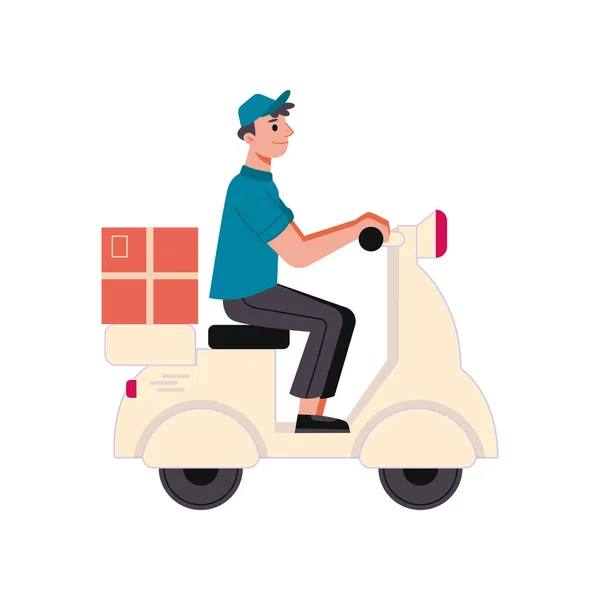 Delivery Service Bike Transportation Vehicle Fast Express Food Delivering Motorbike — Stok Vektör