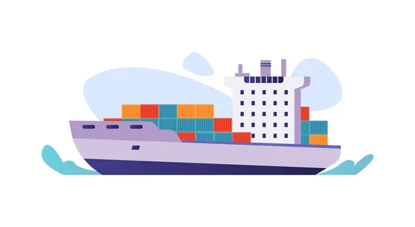 Industrial Sea Cargo Logistics Ship Import Export Containers International Water — ストックベクタ