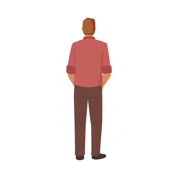 Handsome Man Rear View Portrait Isolated Fashionable Flat Cartoon Character — Image vectorielle