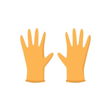 Rubber gloves for cleaning and washing surfaces, isolated cleaner equipment for working with detergents and lotions. Hygiene and care for cleanliness. Vector in flat style