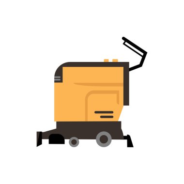 Büyük toz konteynırlı süpürge, ev ya da ofis için izole temizlik ekipmanı. Elektrikli süpürge cihazı. Fırçalı süpürge. Düz biçimli vektör