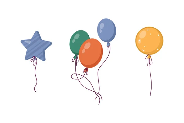 Φουσκωτά Μπαλόνια Για Εορτασμούς Διακοπών Και Ατμόσφαιρα Διασκέδασης Και Χαράς — Διανυσματικό Αρχείο