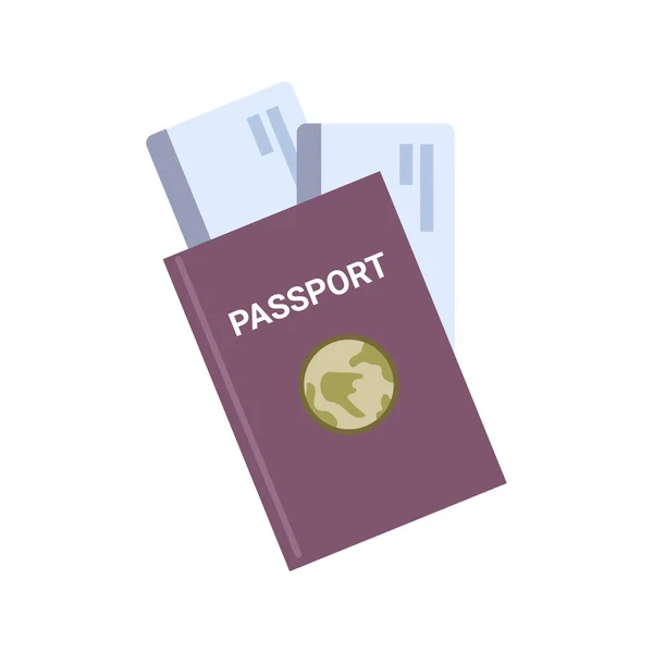 旅行和旅游 孤立的护照与机票 通勤和越境的个人证件 平面卡通风格的矢量 — 图库矢量图片