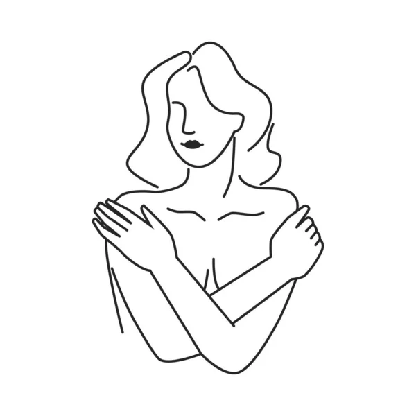 Retrato Mujer Abstracta Chica Elegante Femenina Aislada Personaje Mujer Desnuda — Vector de stock