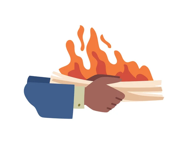 Laporan Bisnis Dalam Kebakaran Pekerjaan Terbakar Yang Mendesak Tumpukan Kertas - Stok Vektor