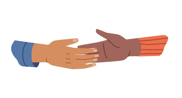 Handschlag Geste Vereinzelte Menschen Geschäftspartner Oder Freunde Schütteln Hände Kommunikation — Stockvektor