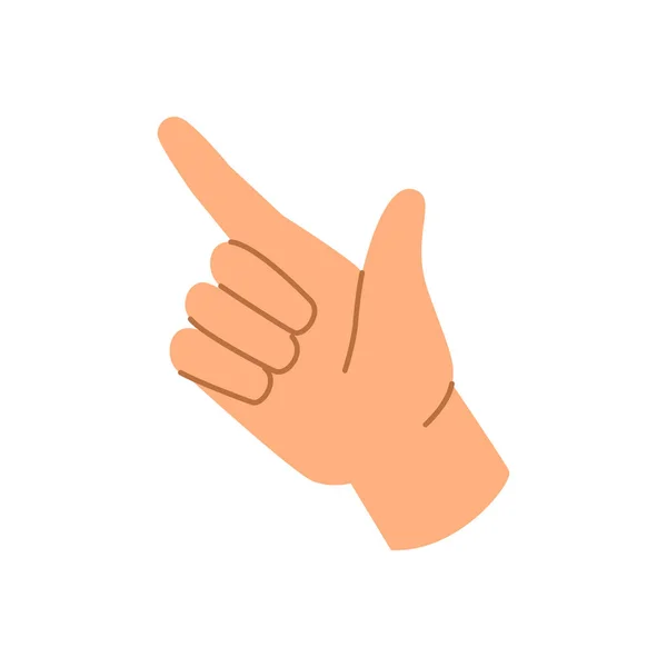 非语言交流 孤立的手掌和食指指向方向 非语言交流 选择标志 矢量呈扁平型 — 图库矢量图片