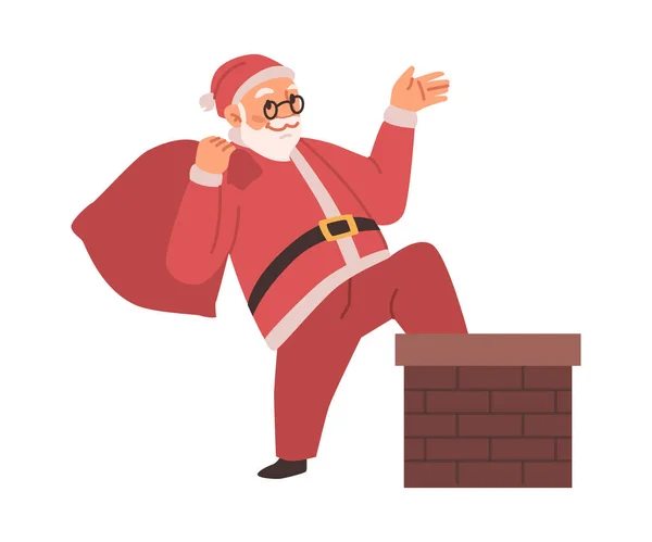 Санта Клаус Доставляет Подарки Рождественские Праздники Изолированный Святой Николай Мешком — стоковый вектор