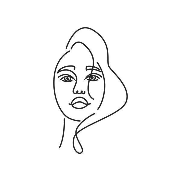 Woman Face Doodle Abstract Design Trendy Vector Beautiful Portrait Abstract - Stok Vektor