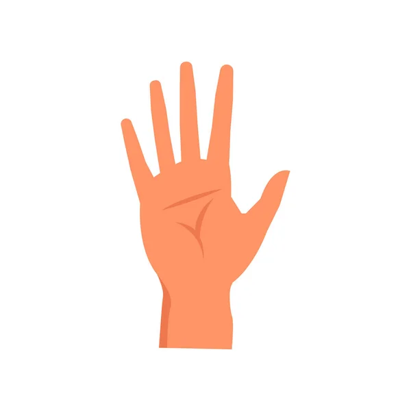 手势和非语言交流 孤立的凸起的手掌 问问题或停止标志 挥挥手打招呼和打招呼的象征 矢量呈扁平型 — 图库矢量图片