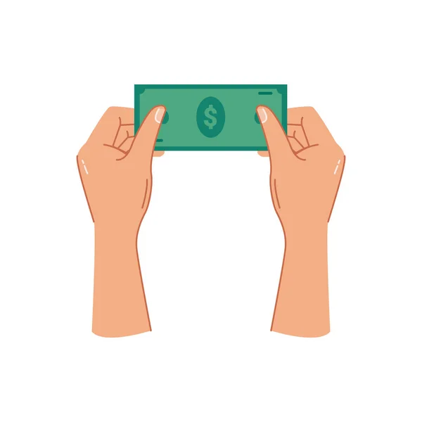 Банкнота Долара Руці Ізольовані Руки Перевіряють Паперові Гроші Утримання Готівки — стоковий вектор