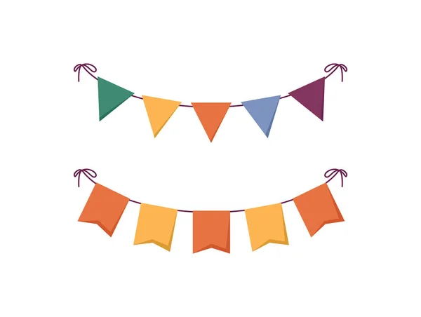 Décoration Pour Fête Fête Chaîne Isolée Avec Drapeaux Papier Multicolore — Image vectorielle