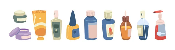 Kosmetika Und Produkte Für Maniküre Und Pediküre Isolierte Öle Und — Stockvektor