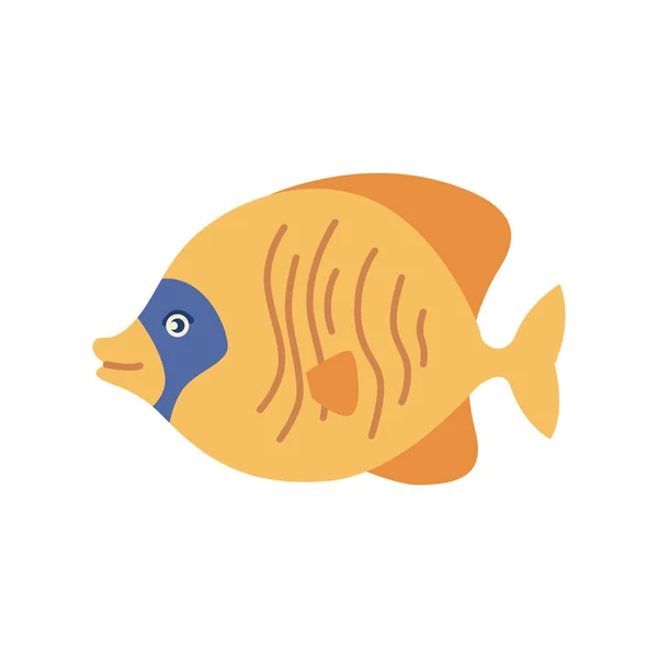 Vissen Met Gele Blauwe Kleuren Onderwaterdieren Zeeleven Zeewezen Waterbewoners Oceanische — Stockvector
