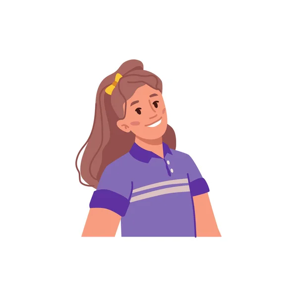 Chica Avatar Retrato Sonriente Aislado Personaje Femenino Positivo Adolescente Preadolescente — Vector de stock