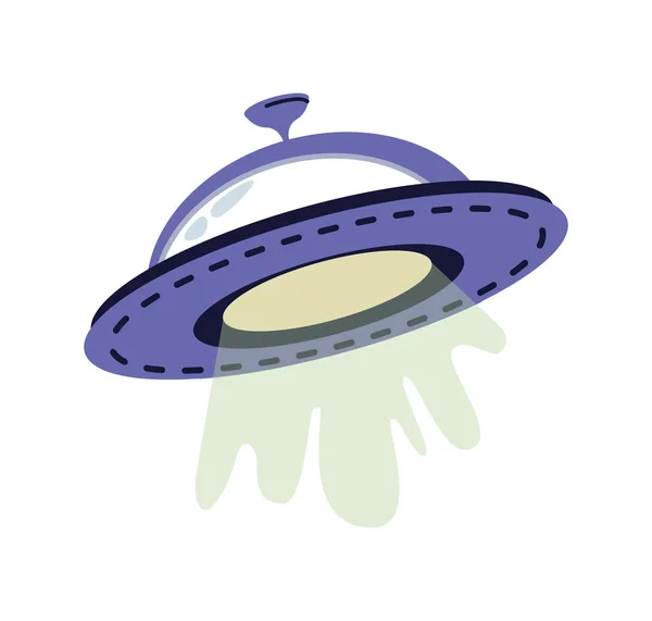 Alien Abduction Spacecraft Isolated Flying Ufo Saucer Light Glowing Kidnapping — Stock Vector