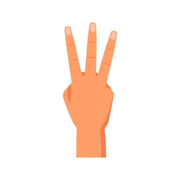手のジェスチャー 上げ指を示す孤立した腕 非言語的なコミュニケーションと兆候 数えたり列挙したり数字を提示する 平型ベクトル — ストックベクタ