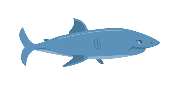 Tiburón Cuerpo Largo Principalmente Peces Marinos Animales Submarinos Aislados Habitante — Vector de stock