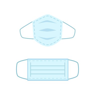 Yüz maskesi koruyucu ve solunum hastalıklarına ve hastalıklara karşı koruyucu önlemler. Yüz bakımı için izole tıbbi kapsama ayarlanabilir. Coronavirus koruması. Düz biçimli vektör