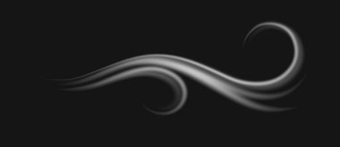 Rüzgâr esiyor, uğulduyor, hava akımı uğulduyor duman, buhar veya duman, sis. Girdaplı yalıtılmış fırtına, hava koşulları. Gerçekçi biçimdeki vektör