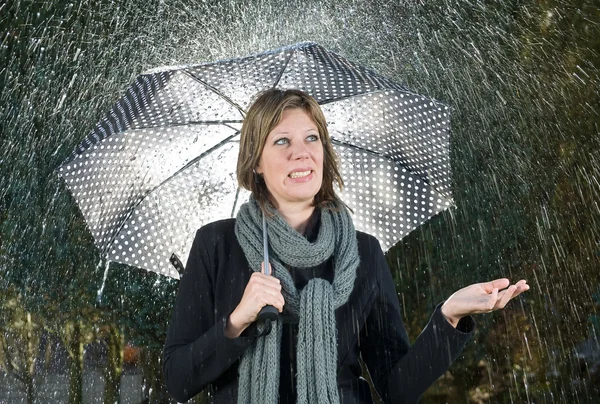 Femme sous parapluie — Photo