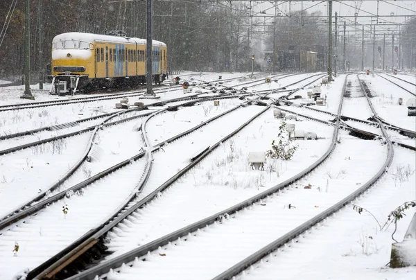 列车在雪中 — 图库照片