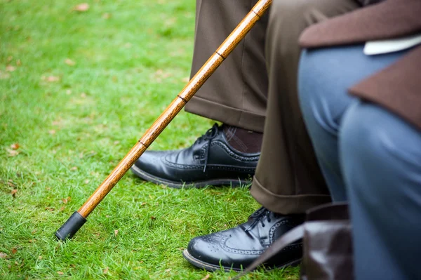 Elderly person with stick — Stock Photo, Image