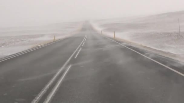 Kjøring gjennom snøstorm – stockvideo