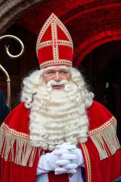 Enschede Niderlandy Lis 2021 Portret Holenderskiego Mikołaja Zwanego Sinterklaas Gdy — Zdjęcie stockowe