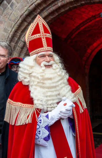 Enschede Niderlandy Listopada 2021 Holenderski Święty Mikołaj Zwany Sinterklaas Przybywa Obrazek Stockowy