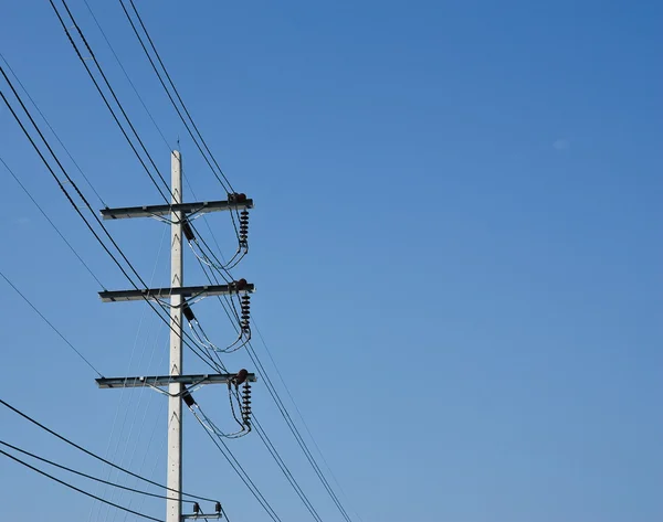 Electricity post with blue sky — Stock Photo, Image